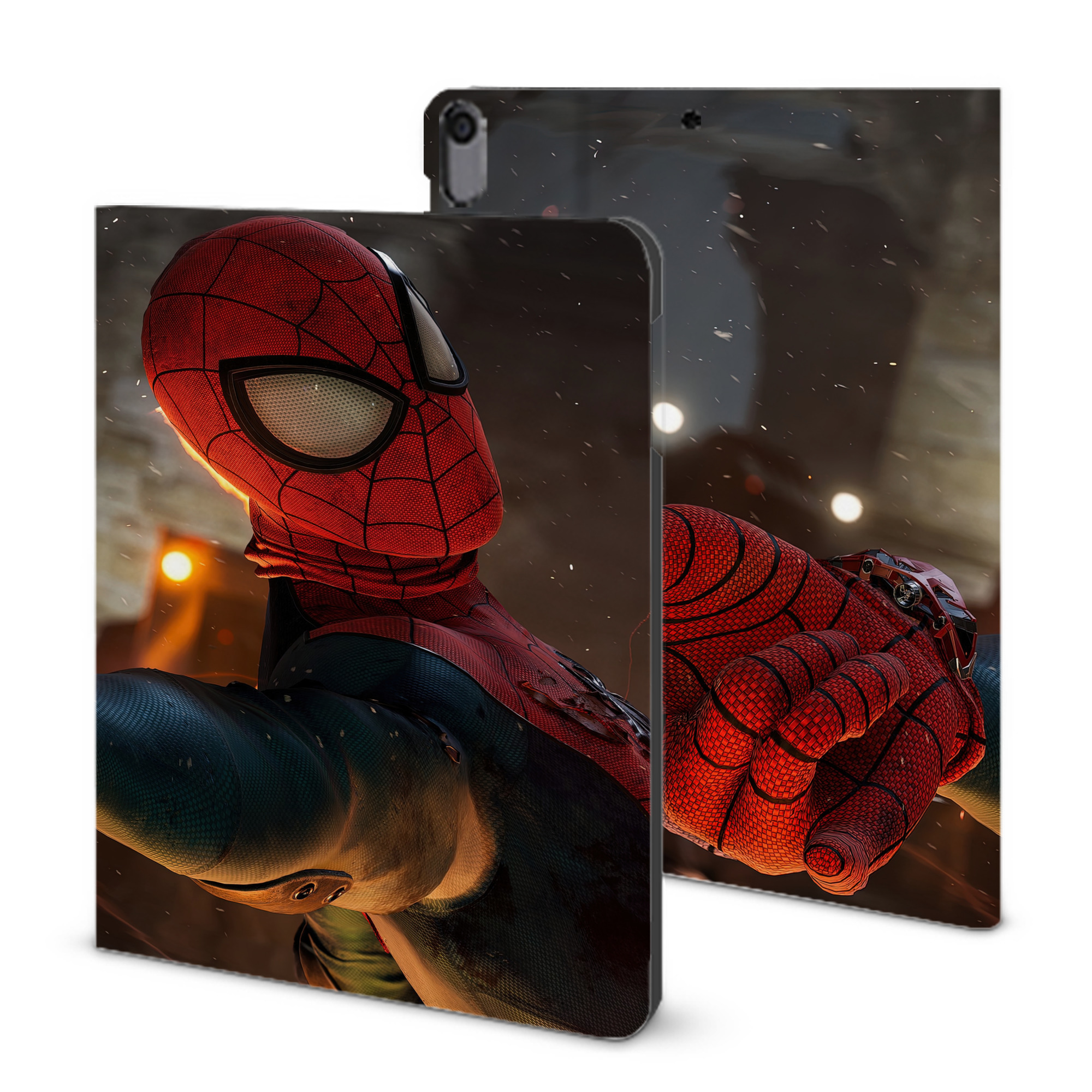 （画像用） Spider Man スパイダーマン IPad ケース ブック型 PUレザー TPU 耐衝撃 軽量 薄型 ペン収納なし 全面保護 IPad 各モデル対応